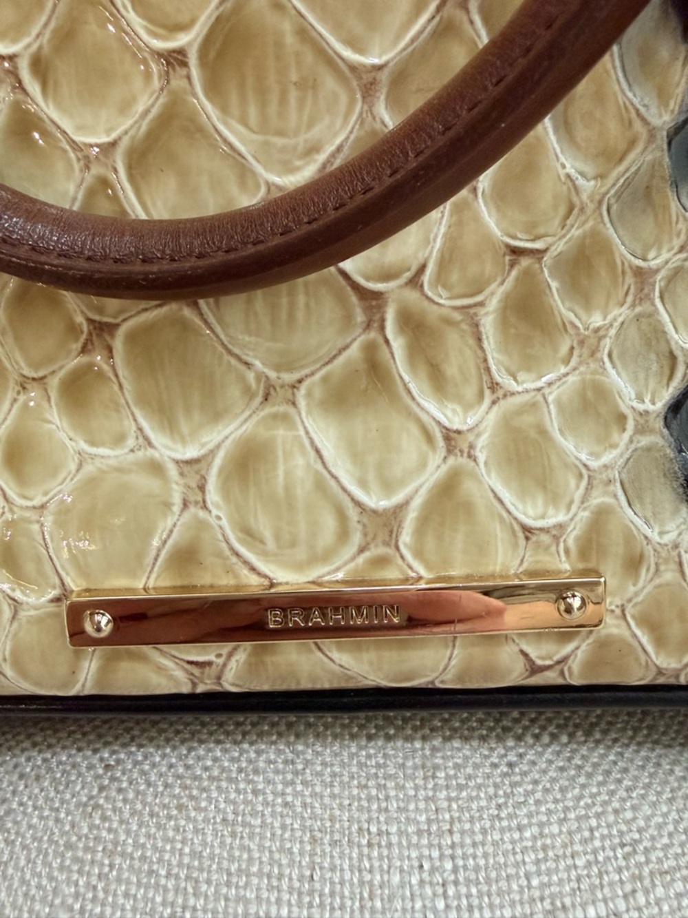 Brahmin Juliette Satchel Poppy Seed Allendale Croc Embossed Leather Bag - Picture 5 of 11